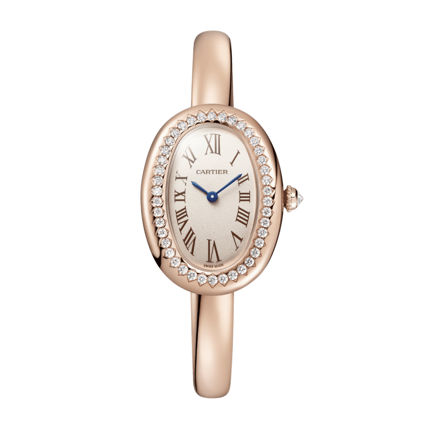 Baignoire de Cartier Size 15 Rose Gold Diamond Silver Dial 31mm
