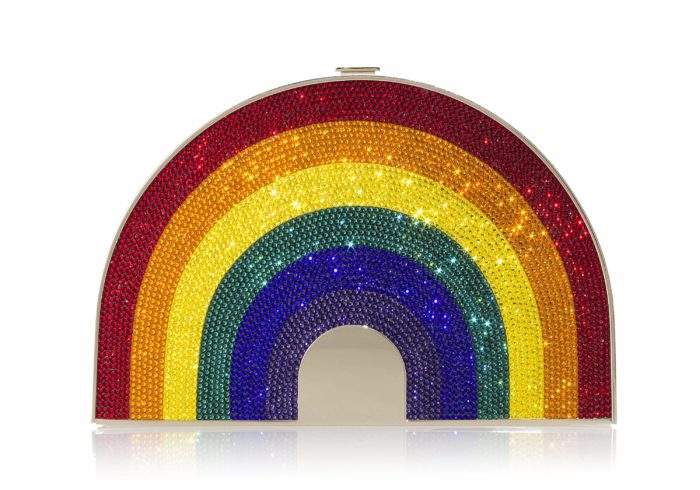 Judith Leiber Shimmer Rainbow Crystal Covered Clutch Purse