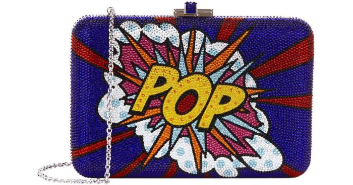 Judith Leiber Pop Art Crystal Covered Clutch Purse