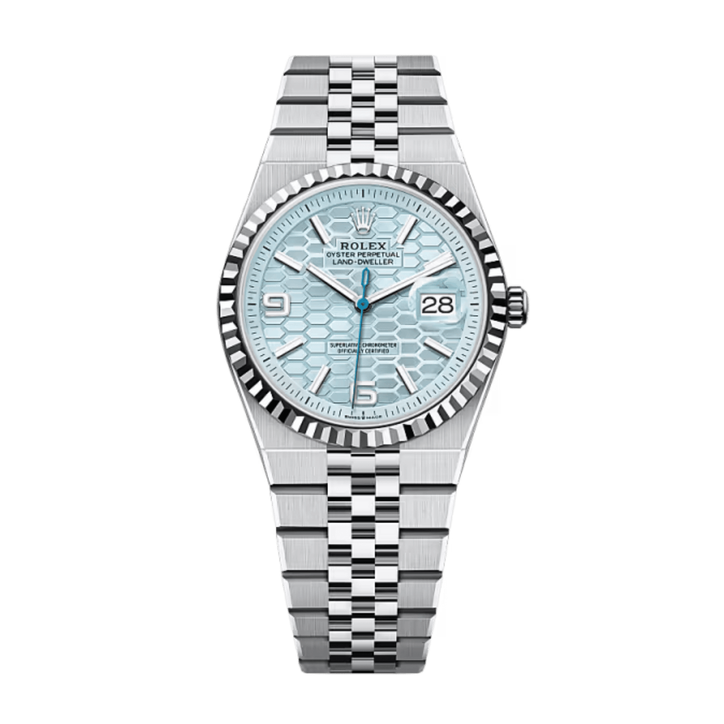 Land-Dweller Platinum Ice Blue Honeycomb Dial 36mm