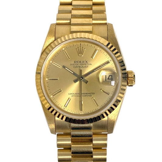 Datejust 18k Yellow Gold President Gold Stick Dial 31mm Ladies
