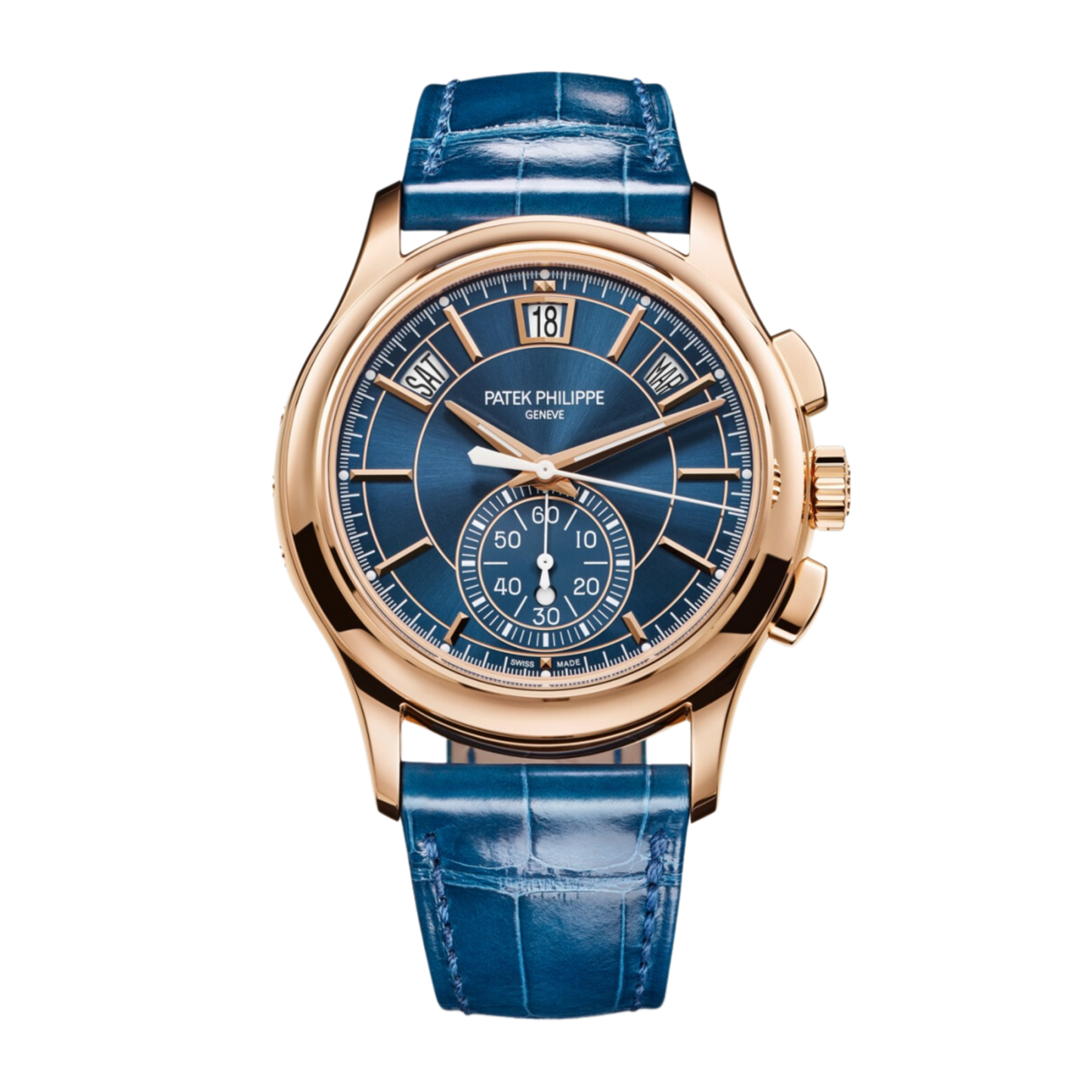 Annual Calendar Chronograph Rose Gold Blue Dial 42mm