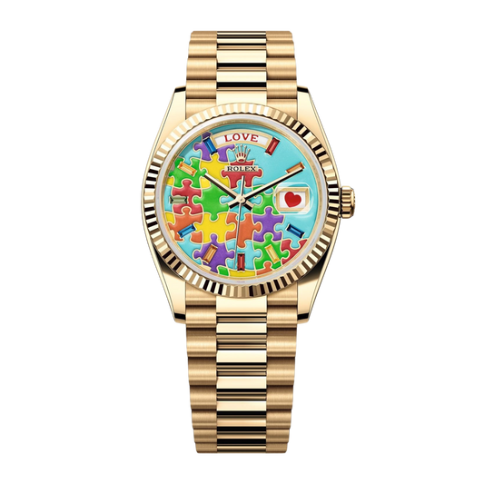 Day-Date Yellow Gold Multi-Color Puzzle Dial 36mm