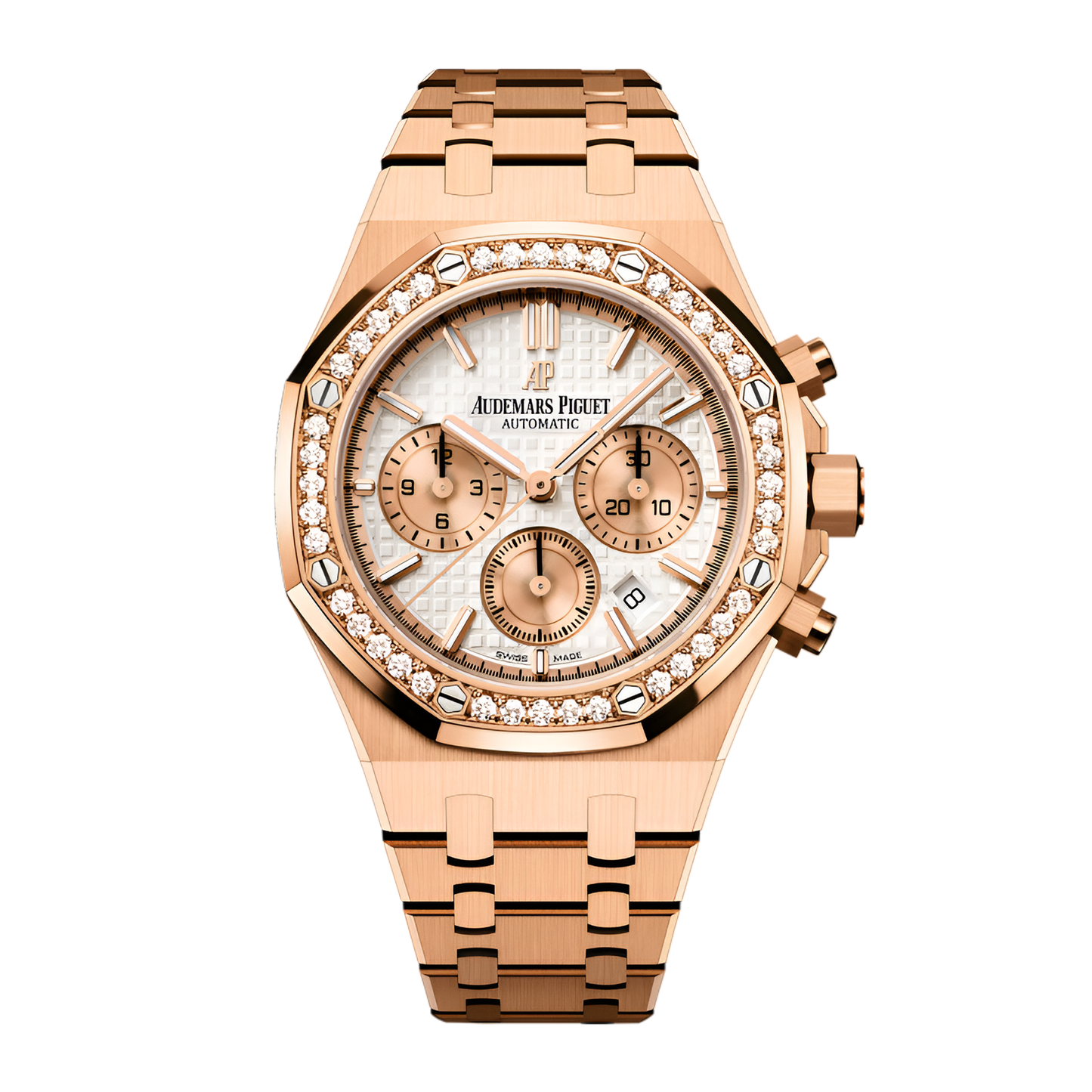 Royal Oak Chronograph Rose Gold Diamond Silver Dial 38mm