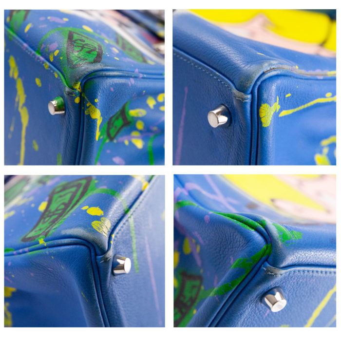 Hermes Kelly 32 Bleu Zanzibar Alec Monopoly Custom Hand Painted PHW