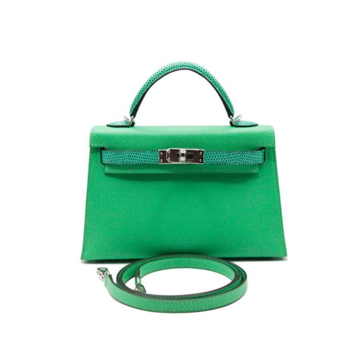 Hermes Kelly Mini II Touch Vert Comic Madame Nilo Varanus Lizard PHW