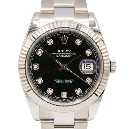Datejust Black Diamond Dial 41mm Stainless Steel