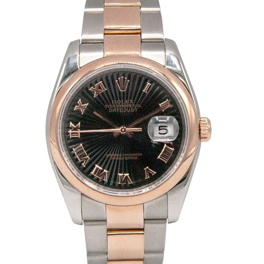 Datejust Black Sunburst Roman Dial 18k 36mm