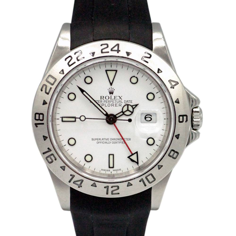 Explorer II White Dial 40mm on Black Rubber Strap