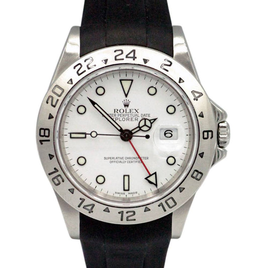 Explorer II White Dial 40mm on Black Rubber Strap