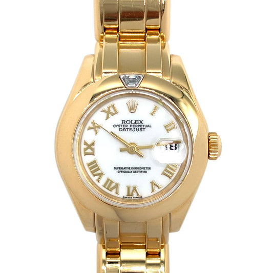 Pearlmaster White Roman Dial 18k Yellow Gold 29mm Ladies