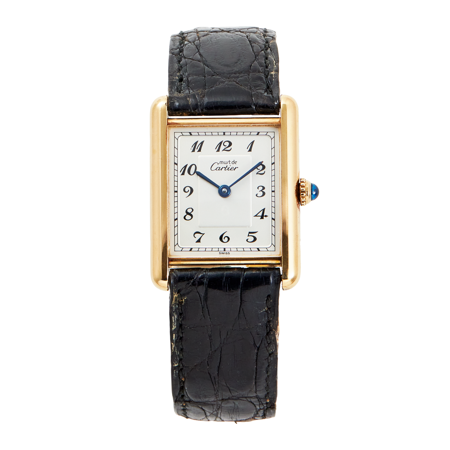 Vintage Tank Vermeil Gold Plated Silver White Dial 23mm