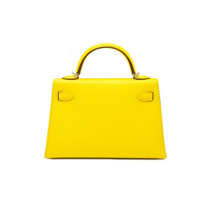 Hermes Kelly Mini II 9N Jaune Citron Chevre Mysore PHW