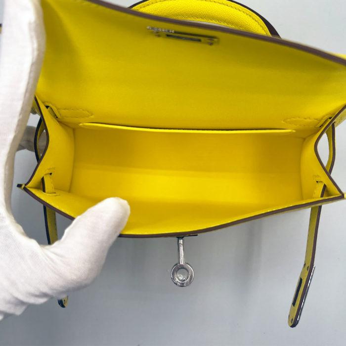Hermes Kelly Mini II 9N Jaune Citron Chevre Mysore PHW