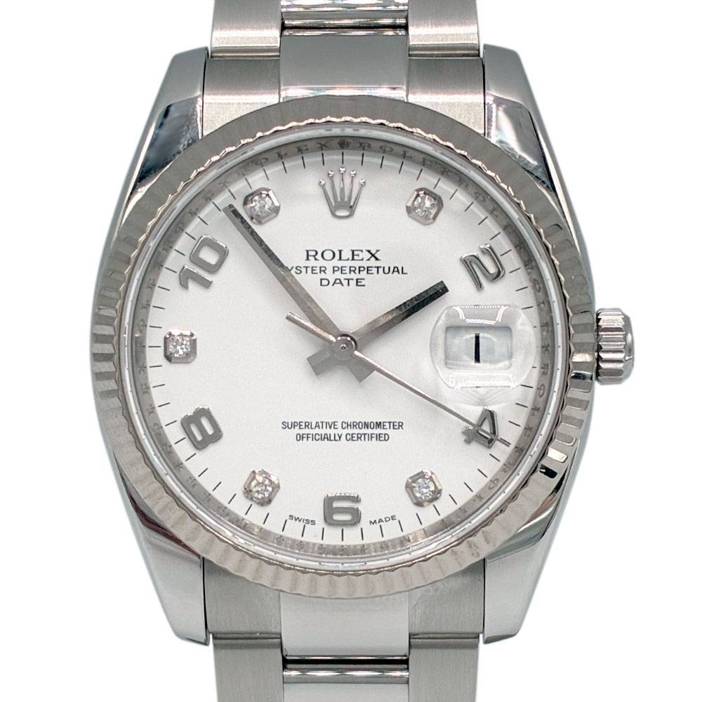 Date White Diamond and Arabic Dial 34mm Stainless Steel