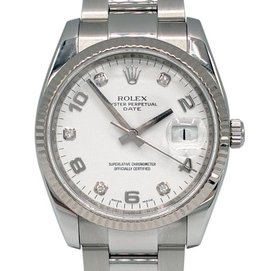 Date White Diamond and Arabic Dial 34mm Stainless Steel