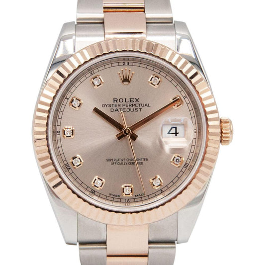 Datejust II Everose and Steel 41mm Sundust Diamond Dial
