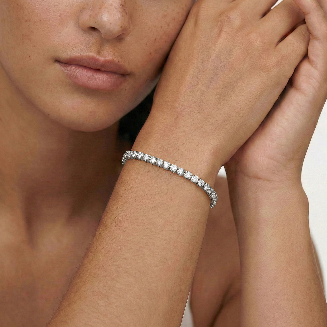 Round Lab Grown Diamond Petite Classic Four Prong Tennis Bracelet